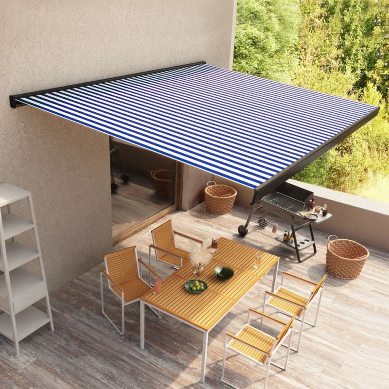 Tenda a Cassonetto Motorizzata 350x250 cm Blu e Bianco Tenda a Cassonetto Motorizzata 350x250 cm Blu e Bianco