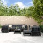 vidaXL Set Divani da Giardino 10 pz con Cuscini Legno Massello Nero vidaXL Set Divani da Giardino 10 pz con Cuscini Legno Massello Nero