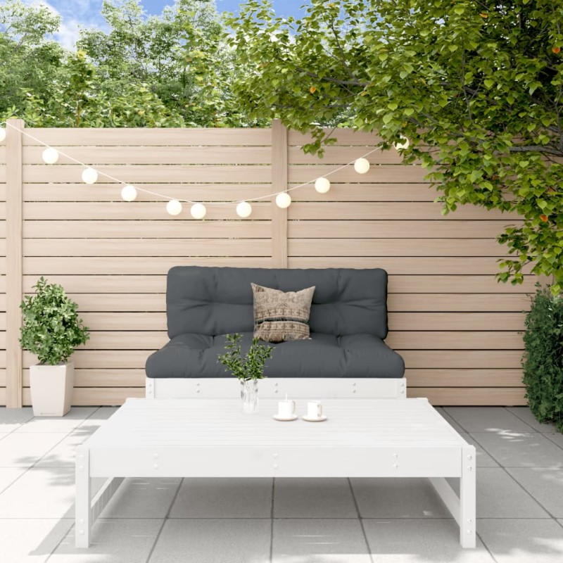 vidaXL Set Divani da Giardino 2pz con Cuscini in Legno Massello Bianco vidaXL Set Divani da Giardino 2pz con Cuscini in Legno Massello Bianco