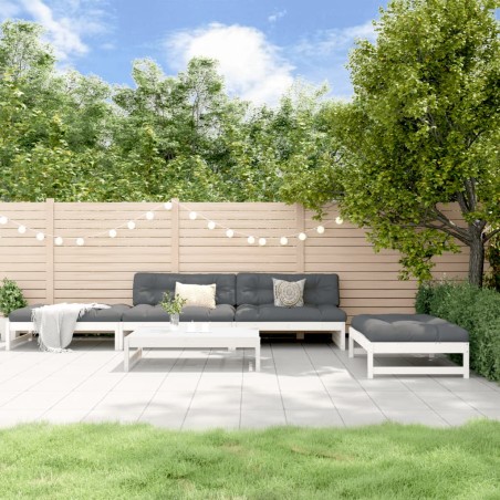 vidaXL Set Divani da Giardino 5pz con Cuscini in Legno Massello Bianco