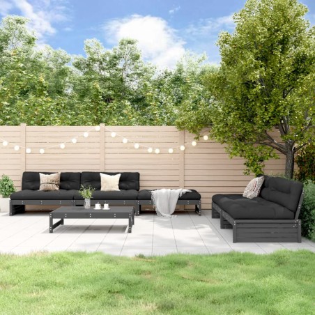 vidaXL Set Divani da Giardino 6pz con Cuscini in Legno Massello Grigio