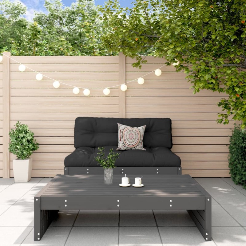 vidaXL Set Divani da Giardino 2pz con Cuscini in Legno Massello Grigio vidaXL Set Divani da Giardino 2pz con Cuscini in Legno Massello Grigio