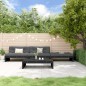 vidaXL Set Divani da Giardino 4 pz con Cuscini in Legno Massello Nero vidaXL Set Divani da Giardino 4 pz con Cuscini in Legno Massello Nero