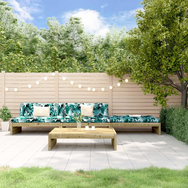 vidaXL Set Divani da Giardino 4pz con Cuscini Legno Impregnato di Pino vidaXL Set Divani da Giardino 4pz con Cuscini Legno Impregnato di Pino