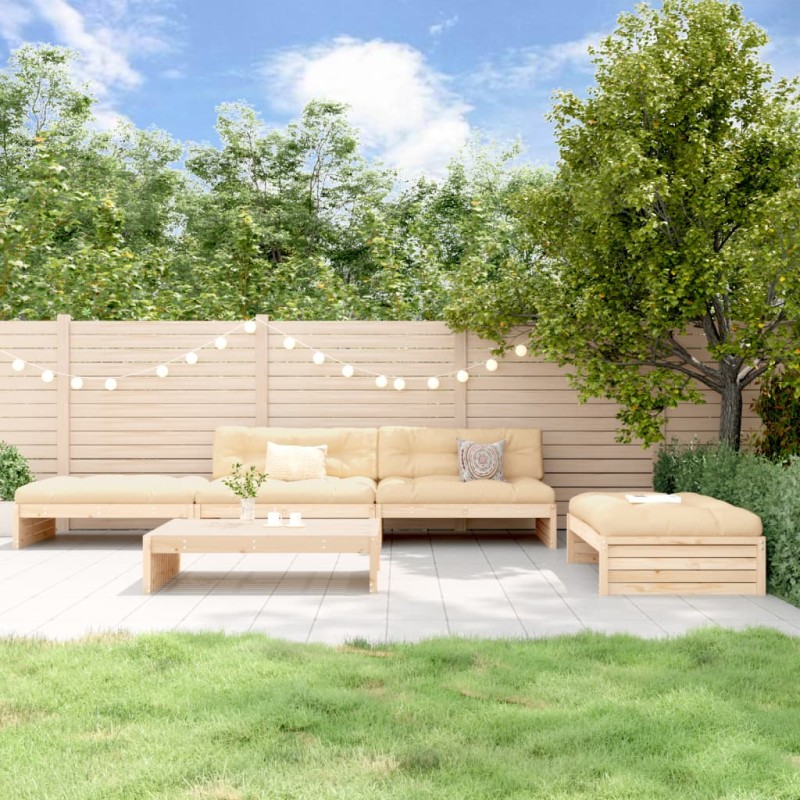 vidaXL Set Divani da Giardino 5 pz con Cuscini in Legno Massello