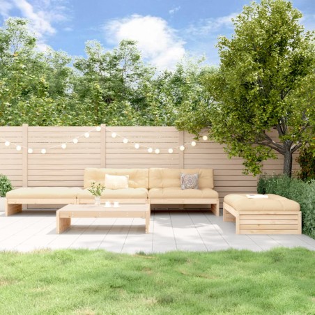 vidaXL Set Divani da Giardino 5 pz con Cuscini in Legno Massello