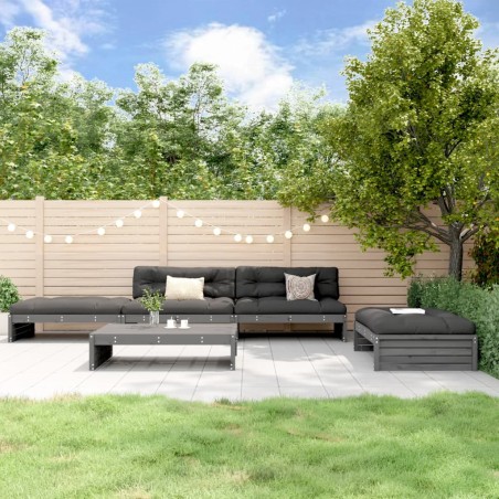 vidaXL Set Divani da Giardino 5pz con Cuscini in Legno Massello Grigio