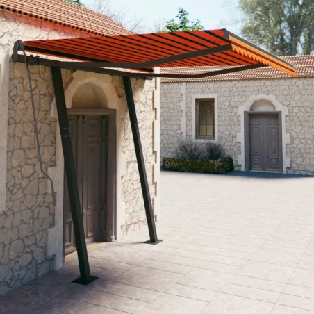Tenda Retrattile Automatica con Pali 3,5x2,5m Arancio e Marrone