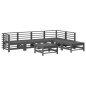 vidaXL Set Divani da Giardino 7pz con Cuscini in Legno Massello Grigio vidaXL Set Divani da Giardino 7pz con Cuscini in Legno Massello Grigio