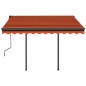 Tenda Retrattile Automatica con Pali 3,5x2,5m Arancio e Marrone Tenda Retrattile Automatica con Pali 3,5x2,5m Arancio e Marrone
