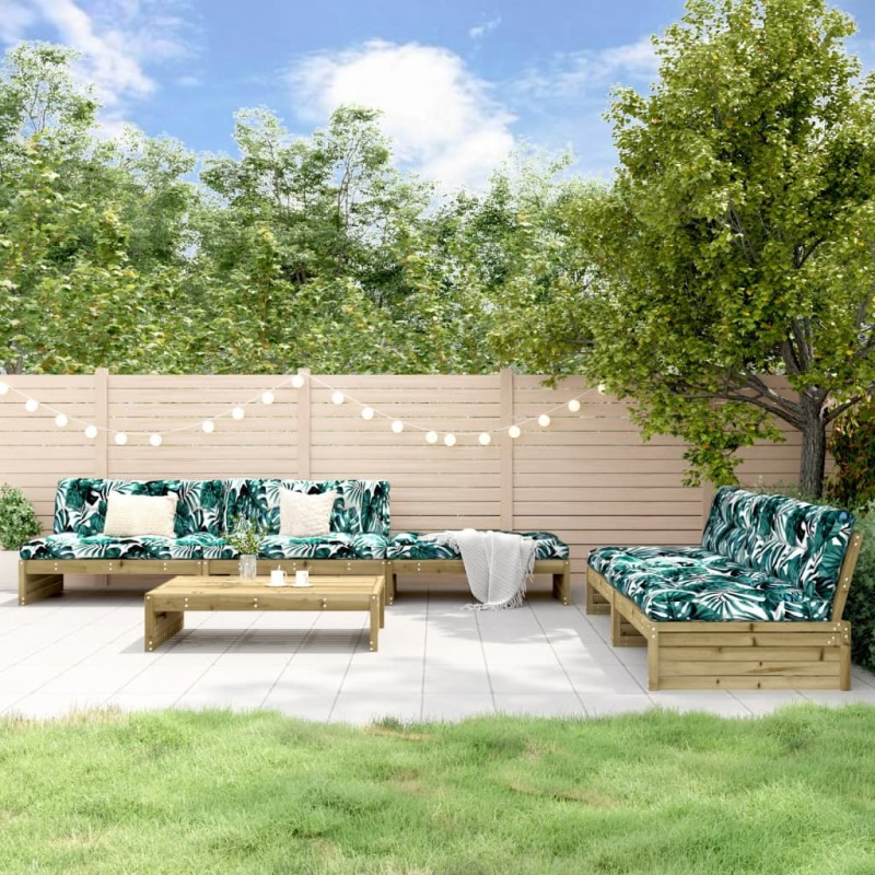vidaXL Set Divani da Giardino 6pz con Cuscini Legno Impregnato di Pino vidaXL Set Divani da Giardino 6pz con Cuscini Legno Impregnato di Pino