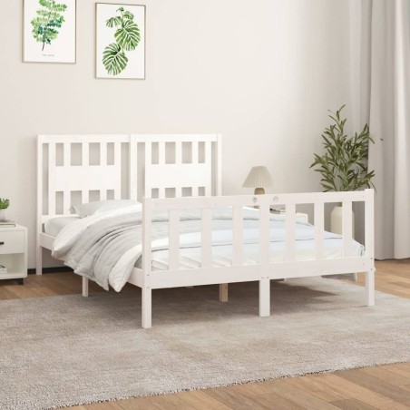 vidaXL Giroletto con Testiera Bianco Legno Massello di Pino 120x200 cm