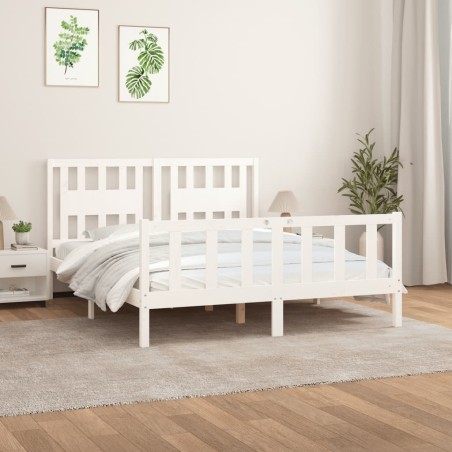 vidaXL Giroletto Testiera Bianco Massello Pino 150x200cm 5FT King Size