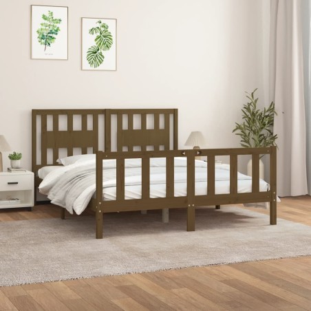 vidaXL Giroletto con Testiera ambra Massello Pino 150x200 cm King