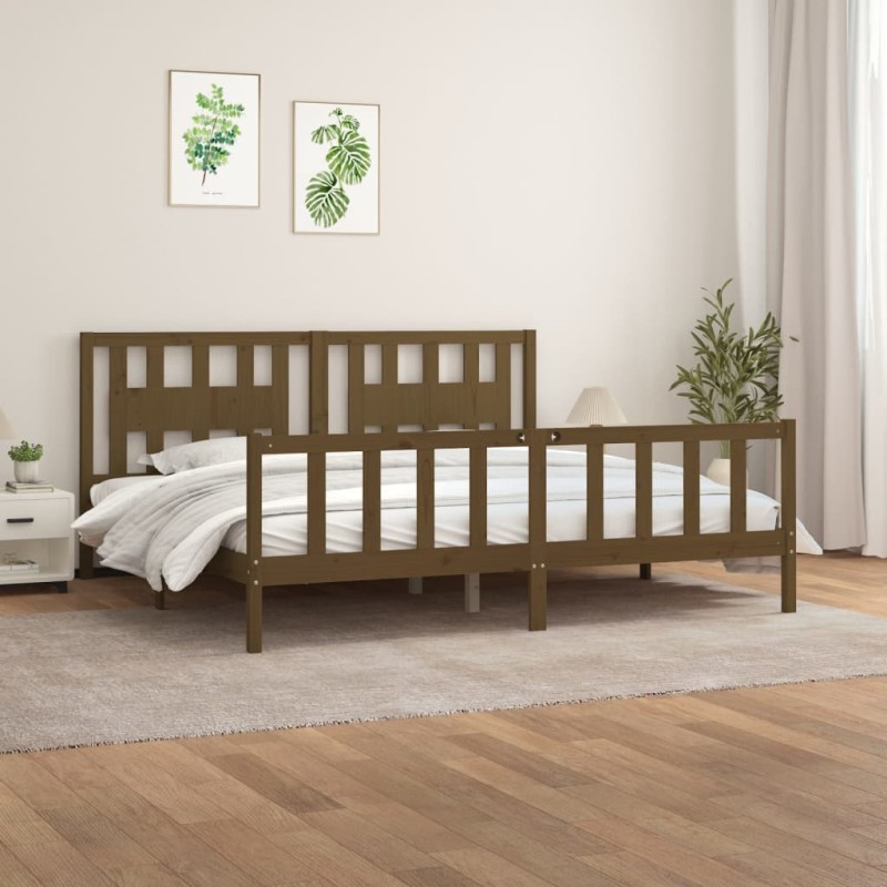 vidaXL Giroletto Testiera Miele Massello Pino 180x200cm 6FT Super King