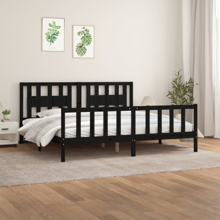vidaXL Giroletto Testiera Nero Massello Pino 180x200cm 6FT Super King