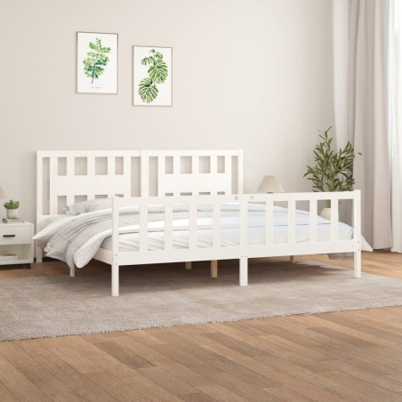 vidaXL Giroletto con Testiera Bianco Legno Massello di Pino 200x200 cm