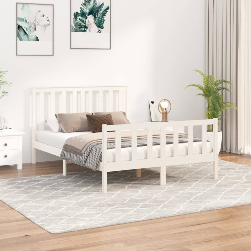 vidaXL Giroletto con Testiera Bianco 120x200 cm Legno Massello di Pino vidaXL Giroletto con Testiera Bianco 120x200 cm Legno Massello di Pino