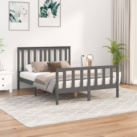 vidaXL Giroletto con Testiera Grigio 140x200 cm Legno Massello di Pino