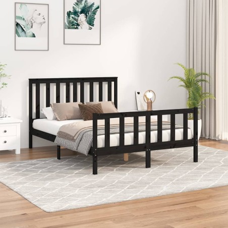vidaXL Giroletto con Testiera Nero 140x200 cm Legno Massello di Pino