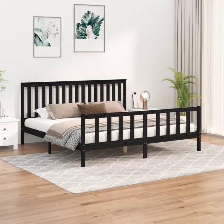 vidaXL Giroletto Testiera Nero 180x200cm Massello Pino 6FT Super King