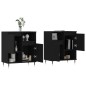 vidaXL Credenze 2 pz Nere in Legno Multistrato vidaXL Credenze 2 pz Nere in Legno Multistrato