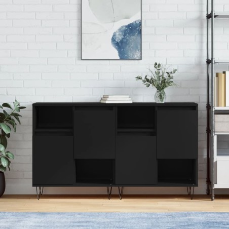 vidaXL Credenze 2 pz Nere in Legno Multistrato
