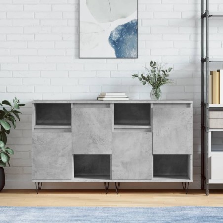 vidaXL Credenze 2 pz Grigio Cemento in Legno Multistrato