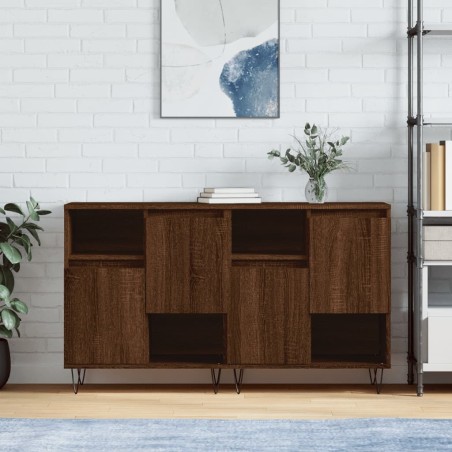 vidaXL Credenze 2 pz Rovere Marrone in Legno Multistrato