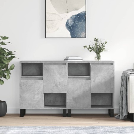 vidaXL Credenze 2 pz Grigio Cemento in Legno Multistrato