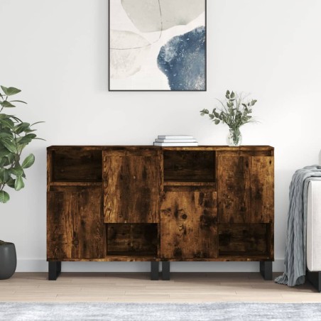 vidaXL Credenze 2 pz Rovere Fumo in Legno Multistrato
