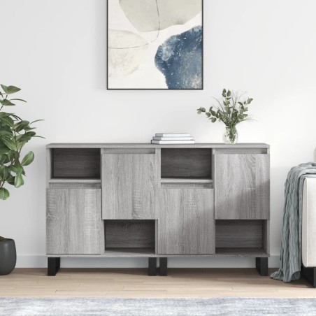 vidaXL Credenze 2 pz Grigio Sonoma in Legno Multistrato