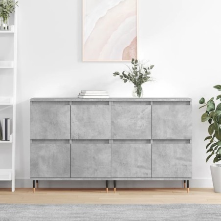 vidaXL Credenze 2 pz Grigio Cemento in Legno Multistrato