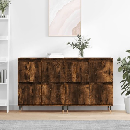 vidaXL Credenze 2 pz Rovere Fumo in Legno Multistrato