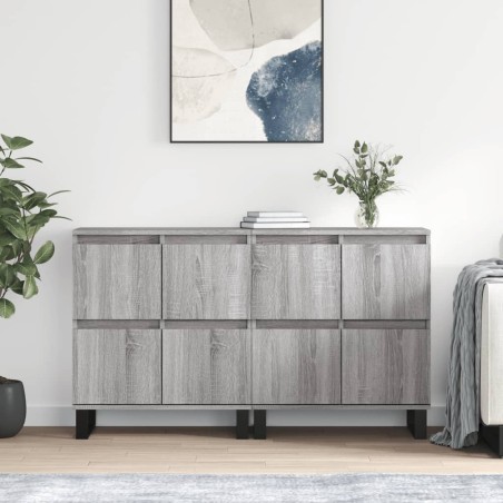 vidaXL Credenze 2 pz Grigio Sonoma in Legno Multistrato
