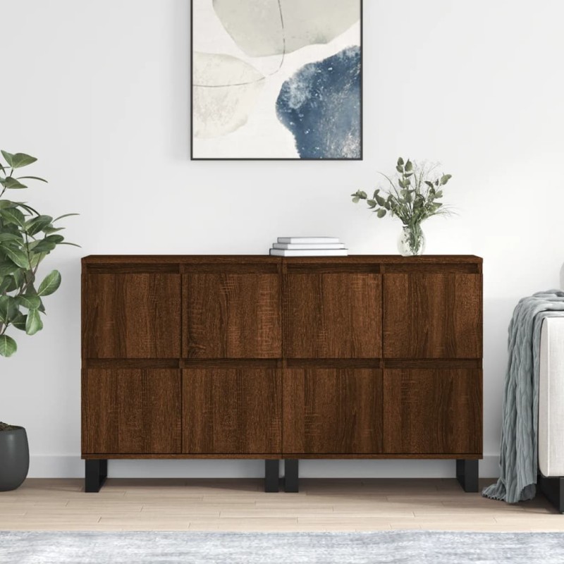vidaXL Credenze 2 pz Rovere Marrone in Legno Multistrato vidaXL Credenze 2 pz Rovere Marrone in Legno Multistrato