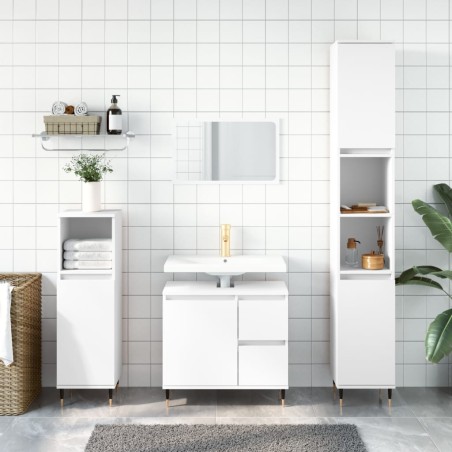 vidaXL Set Mobili da Bagno 3 pz Bianco in Legno Multistrato