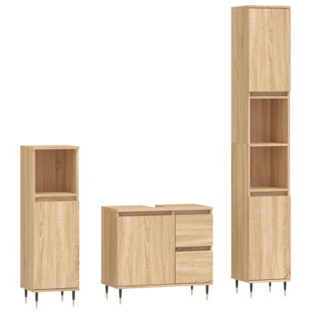 vidaXL Set Mobili da Bagno 3 pz Rovere Sonoma in Legno Multistrato