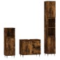 vidaXL Set Mobili da Bagno 3 pz Rovere Fumo in Legno Multistrato vidaXL Set Mobili da Bagno 3 pz Rovere Fumo in Legno Multistrato