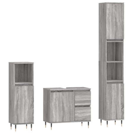 vidaXL Set Mobili da Bagno 3 pz Grigio Sonoma in Legno Multistrato