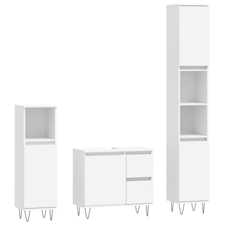 vidaXL Set Mobili da Bagno 3 pz Bianco in Legno Multistrato