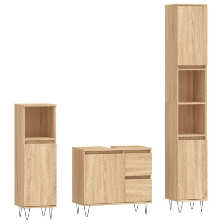 vidaXL Set Mobili da Bagno 3 pz Rovere Sonoma in Legno Multistrato