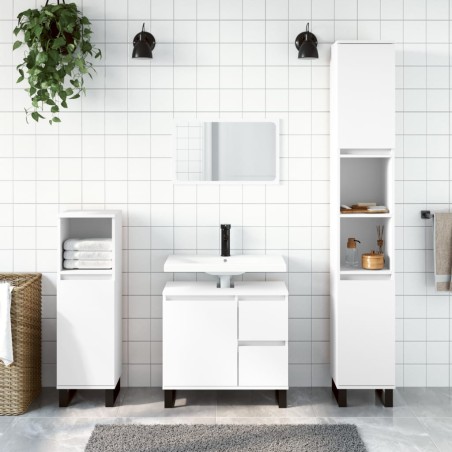 vidaXL Set Mobili da Bagno 3 pz Bianco in Legno Multistrato