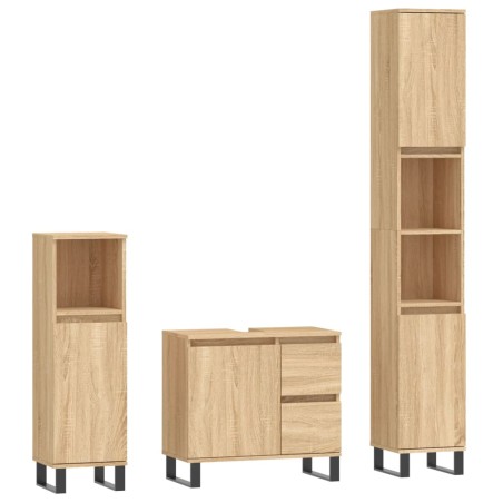 vidaXL Set Mobili da Bagno 3 pz Rovere Sonoma in Legno Multistrato