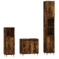 vidaXL Set Mobili da Bagno 3 pz Rovere Fumo in Legno Multistrato vidaXL Set Mobili da Bagno 3 pz Rovere Fumo in Legno Multistrato
