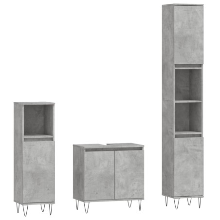vidaXL Set Mobili da Bagno 3 pz Grigio Cemento in Legno Multistrato