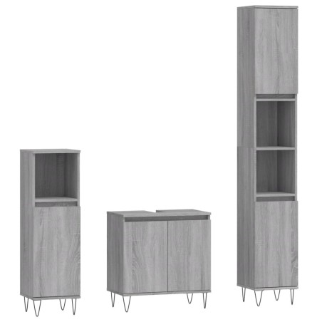 vidaXL Set Mobili da Bagno 3 pz Grigio Sonoma in Legno Multistrato