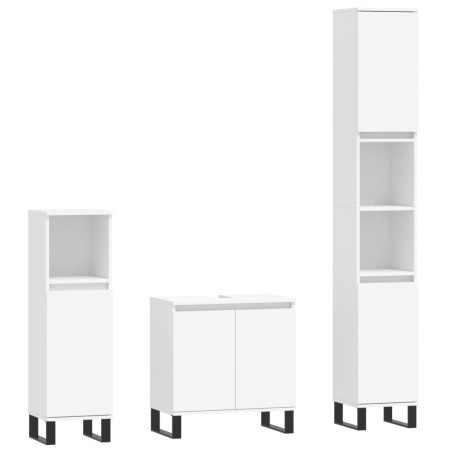 vidaXL Set Mobili da Bagno 3 pz Bianco in Legno Multistrato
