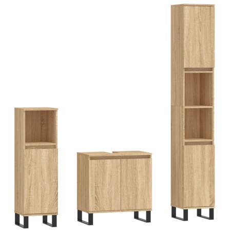 vidaXL Set Mobili da Bagno 3 pz Rovere Sonoma in Legno Multistrato