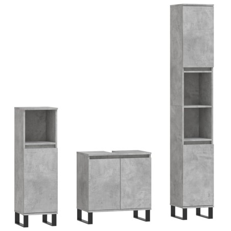 vidaXL Set Mobili da Bagno 3 pz Grigio Cemento in Legno Multistrato